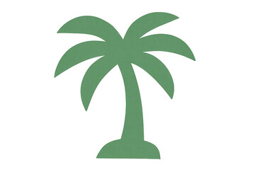 Green palm tree silhouette illustration, tropical summer vacation island symbol, exotic nature design element