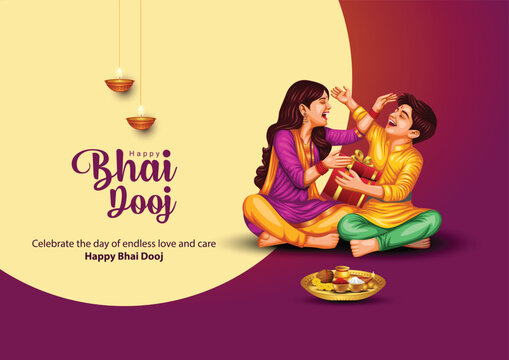 beautiful Bhai dooj festival greeting card India. editable abstract vector illustration design.