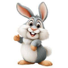 Obraz premium Cute cartoon bunny character isolated on transparent background