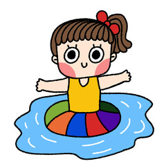 young girl playing in the water