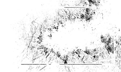 Distressed black grunge frame texture with dots and scratches. Grunge overlay black frame with vintage dust texture transparent