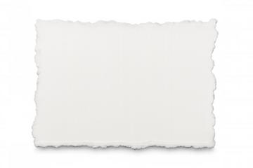 Ripped white paper piece with torn edges, empty blank space, textured surface, message template