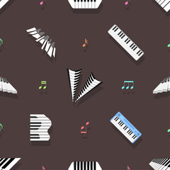 Seamless Pattern Abstract Elements Concert, Performance, Music Piano Keys Notes Vector Design Style Background Illustration Texture For Prints Textiles, Clothing, Gift Wrap, Wallpaper, Pastel