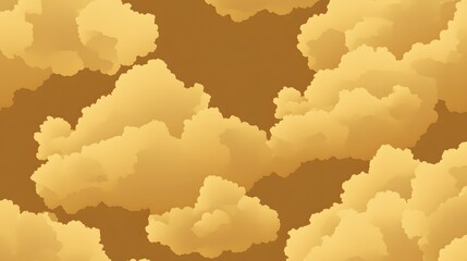 Golden hour fluffy clouds dreamy seamless pattern digital illustration