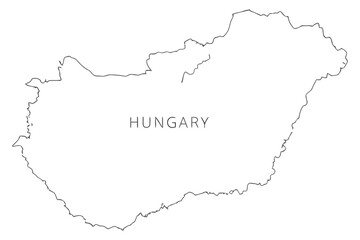 Vector art of outline map of hungary showing the countrys borders and geographic shape