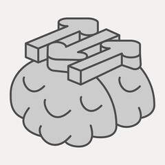 Brain and three reciprocal arrows isometric icon, knowledge concept. Vector graphics. Human brain sign and editable stroke, outline style icon for mobile or web design.