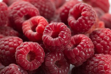 Vibrant macro photograph of fresh red raspberries showing intricate texture and detail