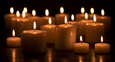 burning candles on a dark background