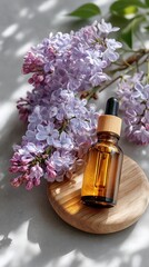 Lilac blossoms and essential oil elegance
