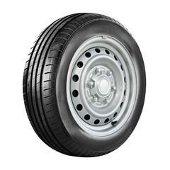 car tire and wheel , aluminum wheel , side view isolate on white background.