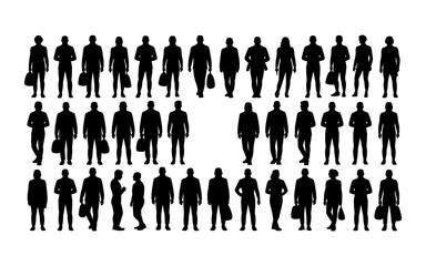 Business people silhouettes vector illustration design, diverse group of male and female business isolated, entrepreneurial, working, corporate staff, office work environment, leadership and success