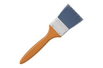 Vector art of paint brush with blue bristles and a wooden handle for painting walls