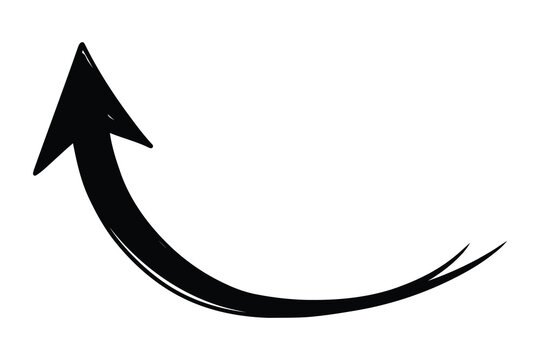 Vector art of black arrow pointing up and right hand drawn vector illustration