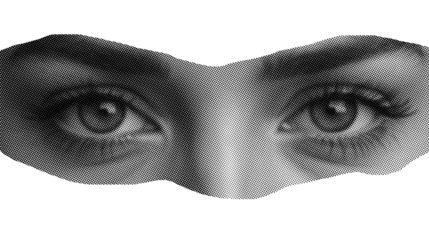 A Girls eyes in halftone isolated with transparent background