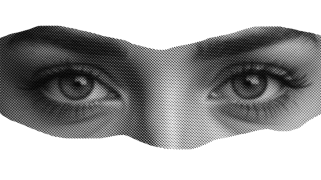 A Girls eyes in halftone isolated with transparent background - Powered by Adobe
