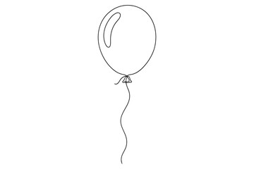 Vector art of simple line drawing of a balloon with a string for party decoration © Saharia