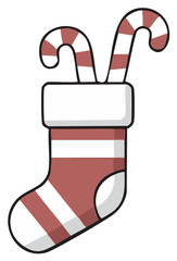 Christmas stocking filled with candy canes festive holiday decoration