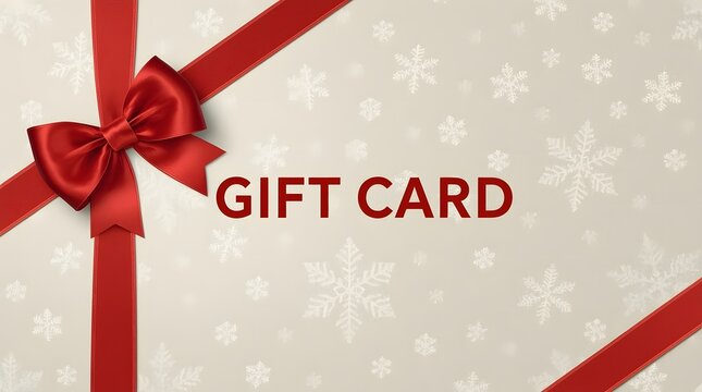 Elegant Festive Gift Card Design with Red Ribbon & Bow