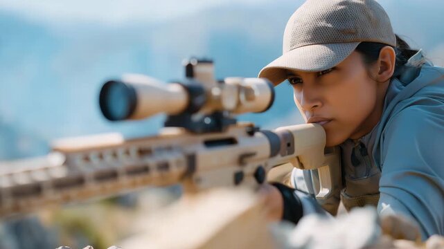 A shooter calibrates a rifle at an outdoor range with a scope adjusting, targets at 50 yards, wind gauges spinning, and a spotter noting windage, captured in a precise photo with lens clarity,