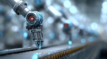 Robotic arms perform assembly on conveyor belt