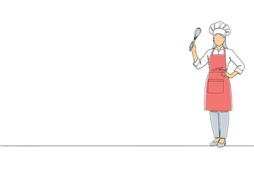 Illustration of a chef holding a whisk hand drawn style