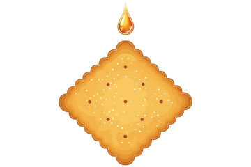 Illustration of a cracker with a drop of oil, representing snack
