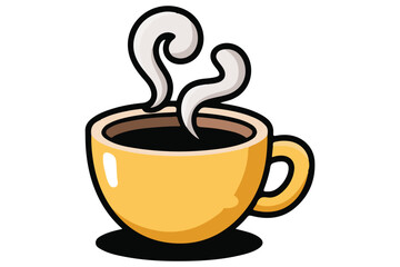 Hot coffee cup with steam colorful silhouette icon flat vector illustration
