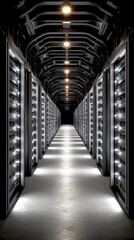 Server room tunnel of digital data