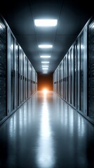 Server rooms cool corridor to digital horizon