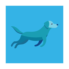 Blue Dog Running in a Square Frame labrador clean