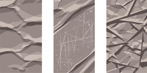 Textured abstract backgrounds showcasing crumpled paper, scratched surface, and sharp geometric patterns