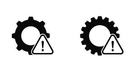 Warning signs with gears represent potential mechanical issues or hazards