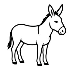 Donkey outline illustration in a simple black and white style  