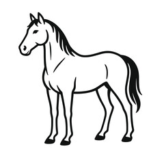 Obraz premium Outline of a horse standing in profile view with flowing mane 