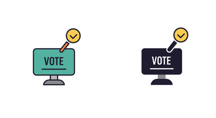 Two voting machines with checkmarks indicate approval and participation