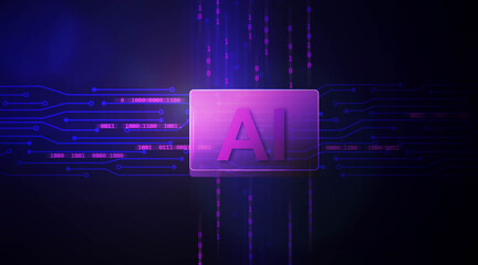 Illustration of artificial intelligence (AI) concept with circuit board background