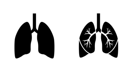 Simple illustration of human lungs showing bronchial tree and lobes