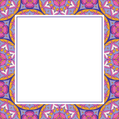 Oriental ornamental mosaic frame. Asian design for page decoration. Vector background