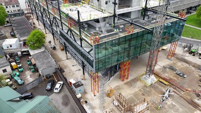 Aerial View of Modern Building Construction