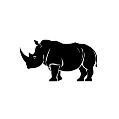 Fototapeta premium Powerful rhino silhouette stands strong, embodying resilience and nature's raw beauty in striking simplicity