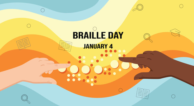 Braille day January 4 inclusive touch communication awareness symbol of touch and reading