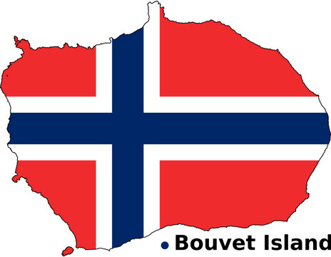 Bouvet Island Map with Flag Overlay - Territory Outline Vector map