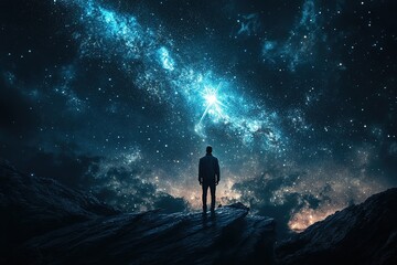 Fototapeta premium disappointment as a broken star fading in a dark sky