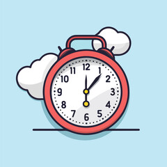 Cartoon Red Alarm Clock Illustration