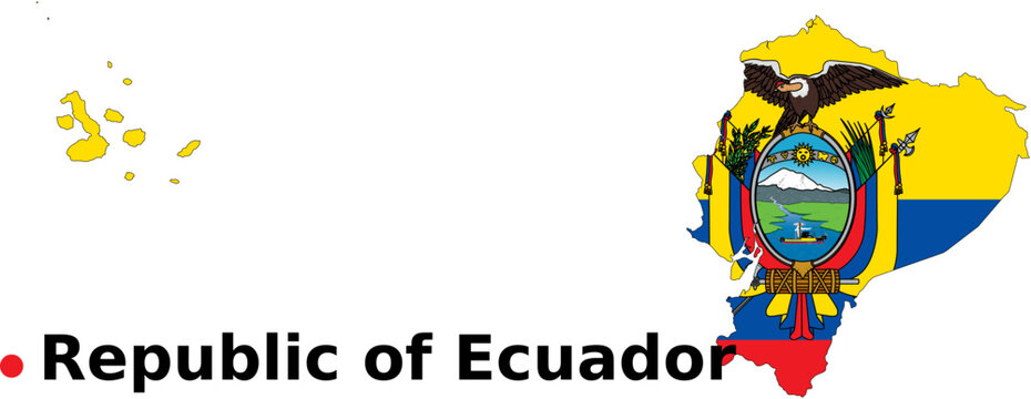 Ecuador Map with Flag Overlay - Country Outline Vector