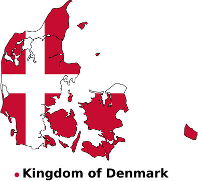Denmark Map with Flag Overlay - Country Outline Vector map