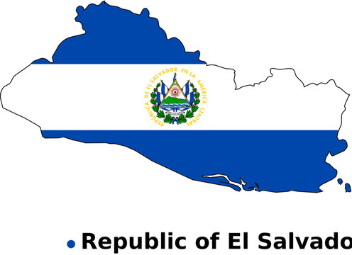 El Salvador Map with Flag Overlay - Country Outline Vector map
