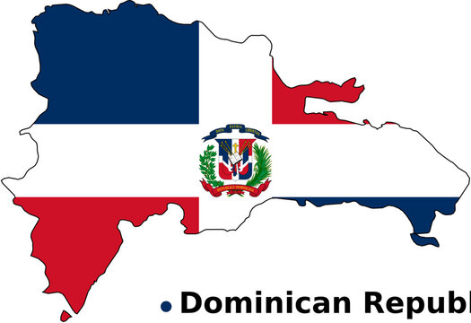 Dominican Republic Map with Flag Overlay - Country Outline Vector Map
