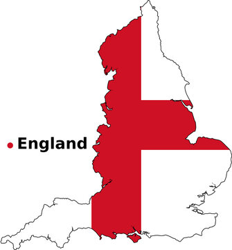 England Map with Flag Overlay - Country Outline Vector map