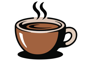 Hot coffee cup with steam colorful silhouette icon flat vector illustration
